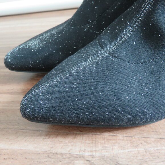 REBECCA MINKOFF Sayres Glitter Kitten Heel Sock Booties in Black - Size US 8 - Picture 3 of 13